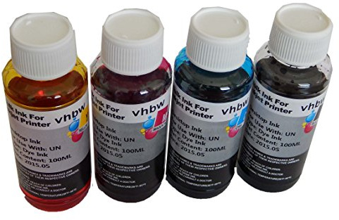 vhbw 4X Nachfülltinte kompatibel mit HP Drucker - Refillset Dye Cyan, Dye Magenta, Dye Schwarz, Dye Yellow