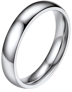PROSTEEL Herren Edelstahl Bandring 4mm breit Größe 67 Simpel hochglanzpoliert Partnerring Ehering für Männer Minimalist Verlobungsring Trauring Modeschumck Accessoire