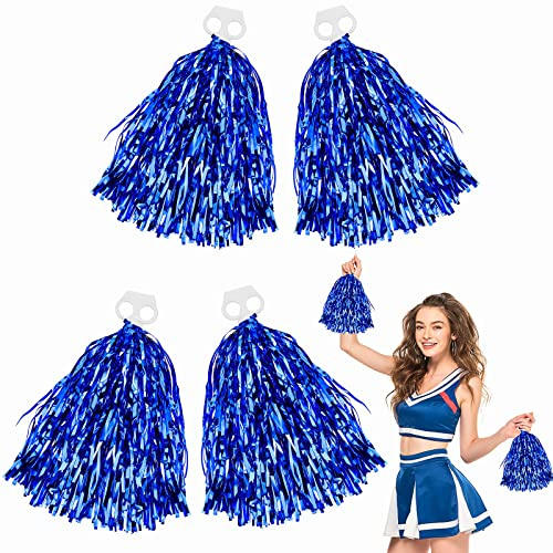Thenshop 4 Pack Cheerleading Pom Poms Hand Flowers, Blue