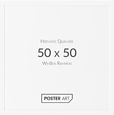 POSTER ART Bilderrahmen 50x50 cm Weiß - Bilderrahmen Quadratisch zum Aufhängen aus MDF und Acrylglas - California Wand Rahmen Moderner Fotorahmen