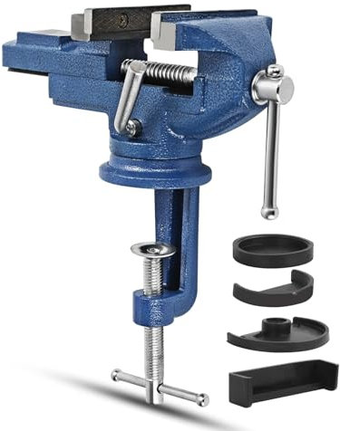 AllRight Schraubstock Klein 80mm Tischschraubstock Drehbar Klemmschraubstock für Werkbank Mini Spannweite