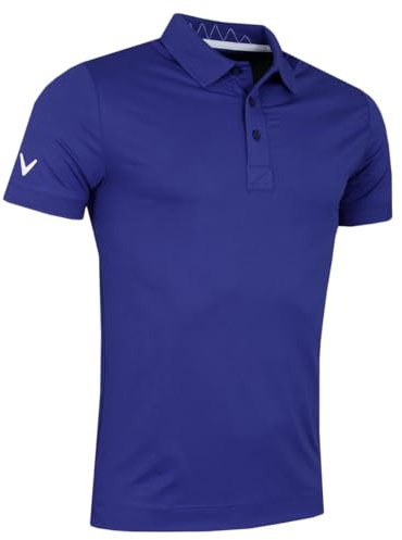 Callaway Golf Mens Ribbed Wicking Stretch Polo Shirt - Clematis Blue - S