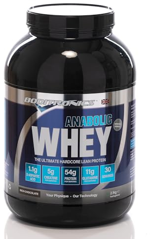 Boditronics Anabolic Whey Ultimate Muscle Building Whey Protein Powder with High Protein, D-Aspartic Acid, 5g Creatine, BCAA, and High Levels of L-Glutamine Protein Shakes (2.1 kg, Rich Chocolate)