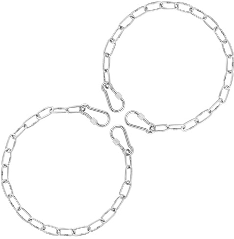 lasuroa 2pcs Gate Chain Locks for Outdoor Fence, 20 Inch Stainless Steel Gate Link Chain Lock with Metal Buckles Chain Link Gate Latches for Pet Cages, Horse Goat Cow Dog Corral Supplies