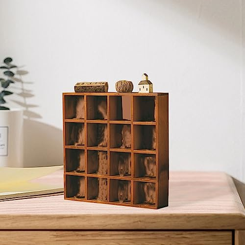Fabater Vetrina per Figure, Espositore per Figure Montato a Parete in Legno Massello di Facile Installazione per Ufficio (16 griglie)