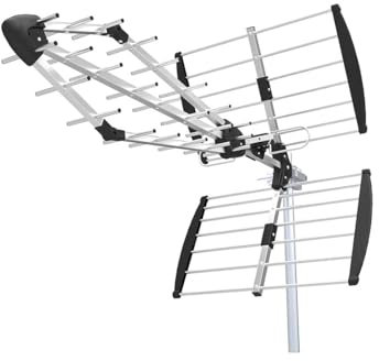 TECHZOCO Antena TDT LTE 700 Alta Ganancia, Antena Triple Plegable UHF G=18 dB, Aluminio de 16,5 mm de sección en Eje Principal, Ideal para recepción de Televisión Digital Terrestre, Negro