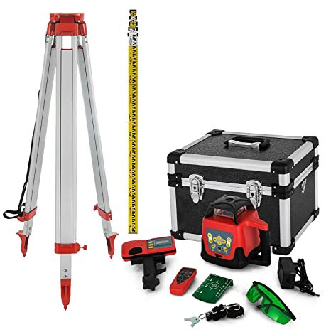 XFQZJG 360° Rotary Laser Level Kit 500m Range Self-Leveling Measuring Equipment Construction Tools For Outdoor Industry