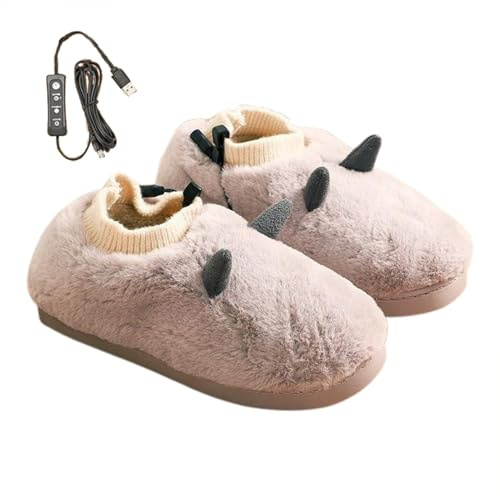 Chaussons chauffants pour femme, chaussons chauffants rechargeables - Chauffe-pieds, bottes chauffantes électriques, chauffe-pieds chauffants, chaussures chauffantes Fuzzy House pour homme et femme