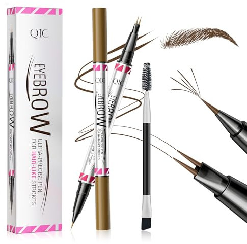 2 in 1 Augenbrauenstift mit Zwei Enden und Brauenbürste - Langlebiger Wasserfester und Wischfester Stift (Black Brown)