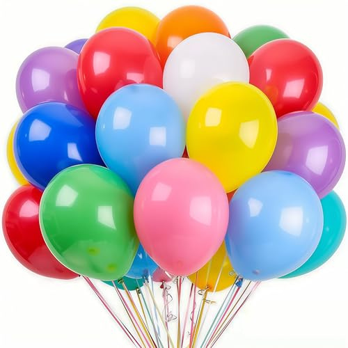 UDRKFOPK Ballonger färgglada, 60 stycken 30 cm (12 tum) ballonger födelsedag latex festballonger, röd blå och gröna färgglada ballonger helium lämplig för födelsedagsdekoration, festdekoration