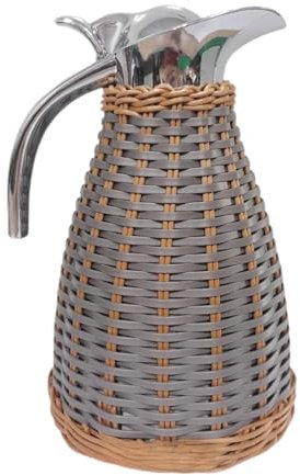 JISADER Carafe caffettiera Termica in Acciaio Inossidabile con Acqua di brocca isolata per Coperchio o distributore di tè per Il Succo d'Acqua per Bevande da, Grigio Scuro