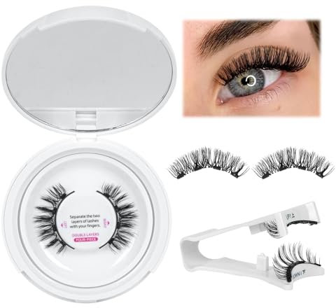 4Pcs Magnets Per Piece Magnetic Eyelashes With Applicator Long Lasting And Reusable Magnetic Lashes Kit No Glue Needed False Eyelashes Waterproof,Cruelty Free,Easy To Wear(1pair,Charm)