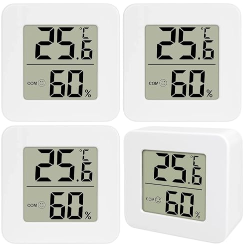 4 Pcs Room Thermometer Hygrometer, Thermometer Room Temperature, Digital Room Hygrometer Accurate Temperature, Digital Thermometer Room for Baby Home Office Nursery Comfort Garden