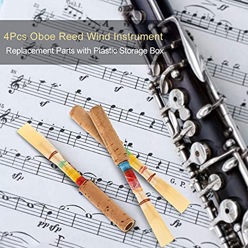 YDuupxe Jones Oboe Reeds Medium Soft, 4Pcs in Plastic Storage Box, Superior Sound Quality, Easy to Use, for Oboe Players, with Cotton, Long Span Life, Wind Instrument Part