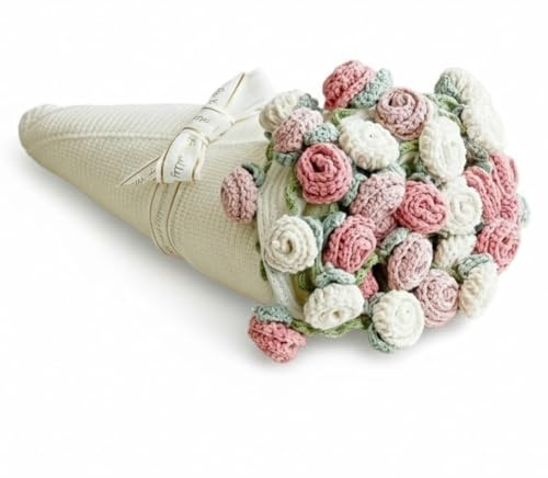 Hipzeepo Coperta con Bouquet di Fiori all'Uncinetto, Coperta Lavorata A Maglia Fatta A Mano con Rose, Regalo Romantico per San