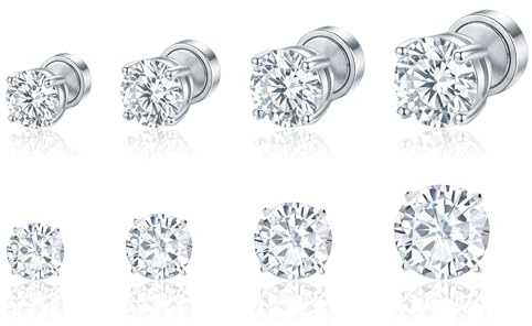 GWEOR Set di 4 Orecchini Magnetici a Clip - Design Moderno e Confortevole, Nessun Dolore - Perfetti per Uomini e Donne che Desiderano un Look alla Moda Senza Forare le Orecchie 4-7mm