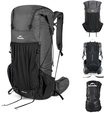 Naturehike Sac à dos Rock 2.0 amélioré 30/45/60L avec cadre intérieur Sac à dos de randonnée pour hommes et femmes avec protection contre la pluie Sacs à dos de trekking pour l'extérieur, le camping