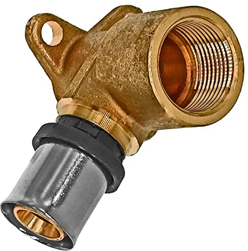 Wandwinkel mit 1/2 Rohr Zoll Innengewinde IG Wandabstand 35mm für 16,0 x 2,0mm Mehrschicht Alu Verbundrohr Außendurchmesser x Wandstärke Press Fitting Messing TH U Profil Kontur