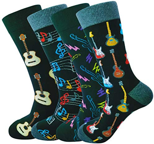 EWIGLEBN Lustige Socken für Herren, coole Socken, legere Baumwolle, Gr. 36-46, Multipack, Musik