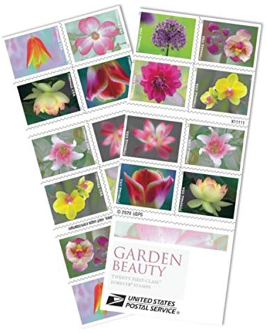 USPS Garden Beauty Forever Postage Stamps Book of 20 self-stick First Class Wedding Celebration Anniversary Flower Party (20 Stamps)