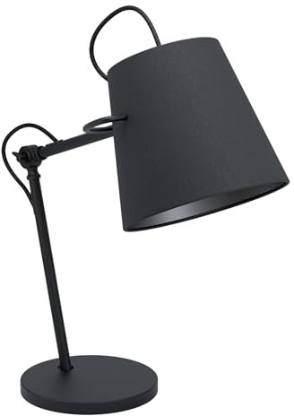 EGLO Tischlampe Granadillos, flexible Textil Nachttischlampe, Tischleuchte aus Stoff und Metall in schwarz, Spot-Lampe Wohnzimmer, Schreibtischlampe mit Schalter und E27 Fassung