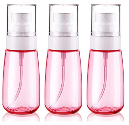 Cosywell Travel Spray Bottle 2oz 60ml 3 Pack Leak Proof Fine Mist Spray Bottle Empty Plastic Refillable Spray Bottles for Perfume Liquid Skincare Makeup (3Pink)
