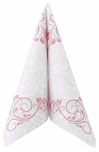 50 Servietten Ornamente 40x40 cm stoffähnlich Airlaid - ORNAMENTS, Farbe:rot