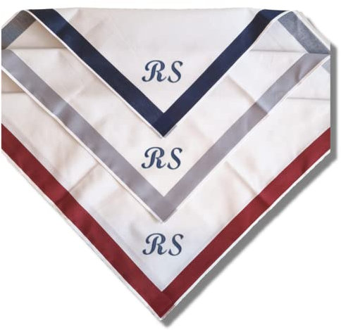 Bentini Herren Taschentücher | Gr. 41 x 41 cm | Geschenkset | Bestickt mit Initialen | Personalisiert | Weiß mit farbiger Bordüre | 3 Stück in Geschenkbox