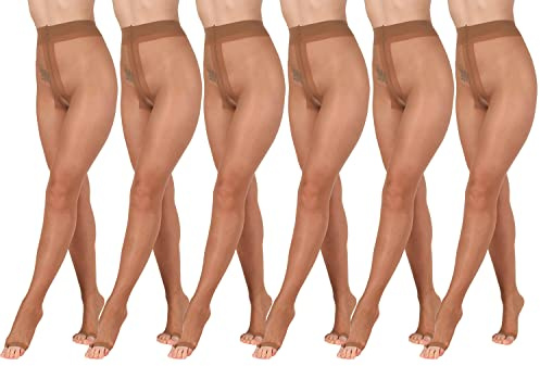 BANANALU 15 Den zehenfreie weiche Strumpfhose Toeless transparent Open Toe Toeless 15 Bronze 6er Set S