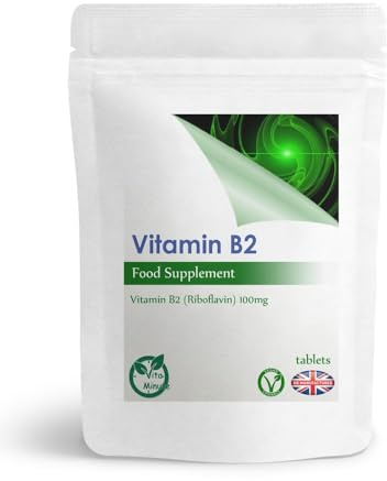 Vitamin B2 Riboflavin 100mg Tablets | High Strength | Vegan | Helps with Tiredness and Fatigue, Supports Energy Levels (Pack of 60)