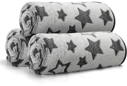 Nobleza 3 Pezzi Coperta per Cani Gatto, M, 80 x 100 cm, Copertina per Cani in Morbida e Calda Flanella, per Cane di Piccola Taglia Media, Gatti, Lavabile, Grigio