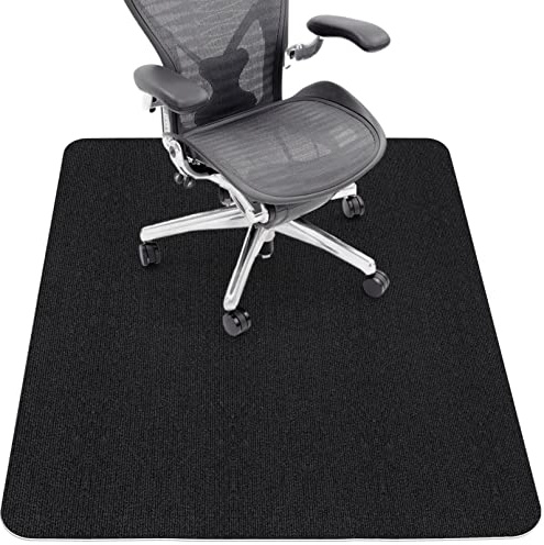 Sycoodeal Office Chair Mat for Hardwood Floor,Office Computer Gaming Chair Mat for Tile Floor,Large Floor Protector Rug,Anti-Slip,Easy to Clean,Pure Black(48x36)