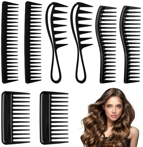 8 PCS Lockenkamm,Kamm Männer für Locken Antistatisch Styling Kamm Männer Grobzinkig Professionelle Haarbürste Robust und Antistatisch für Männer und Frauen Geeignet