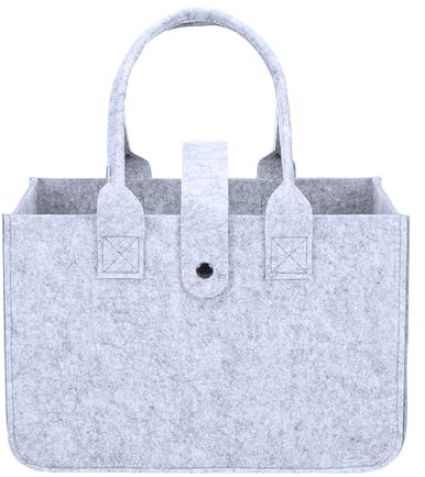 Filztasche Einkaufskorb mit Henkel Faltbar, 30x20x18cm Filztaschen Shopper, Aufbewahrungskorb klein geeignet, Grau Henkeltasche zur Einkaufen, Ausgehen Aufbewahrung, Picknick, Arbeit,