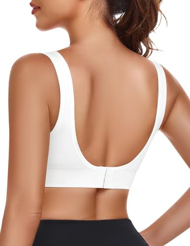 UMIPUBO Reggiseno Sportivo Donna Senza Ferretto Reggiseni Sportivi Push up Bustier Imbottiture Rimovibili Invisibile Top Sportivo Schiena Scoperta Bralette Intimo Corsa Jogging Yoga (Bianco, M)
