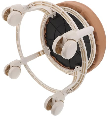 IMIKEYA Tabouret Roulant pour Spa avec Repose-Pieds à roulettes, Siège en PU Marron Compact, Rotation 360°, Design Rond Moderne pour Salon de Beauté et Espace Fitness
