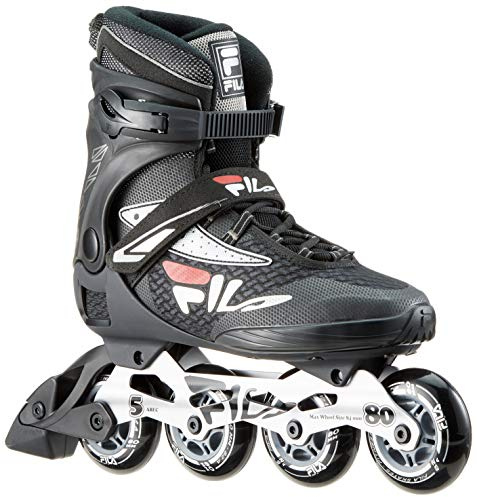 FILA SKATES 010619100 Legacy Pro 80 Inline Skate Hombre BLCK/SILV/Red Tamaño 42.5