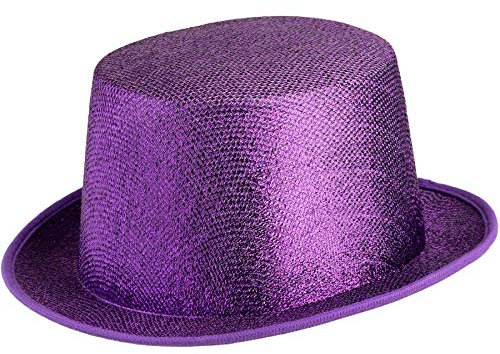 dressforfun 901029 Unisex Glitzer Zylinder Show Hut, nach oben gewölbte Krempe, stabile Form - diverse Farben - (lila | Nr. 304587)