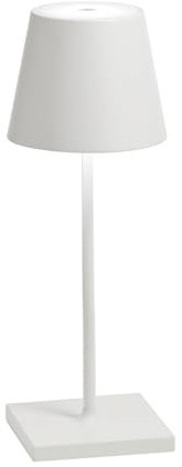 Zafferano, Poldina Pro Mini, Lampada da Tavolo Ricaricabile e Senza Fili con Controllo Touch, Utilizzabile anche come Lampada da Esterni, Dimmer, 2200-3000 K, Altezza 30 cm, Colore Bianco