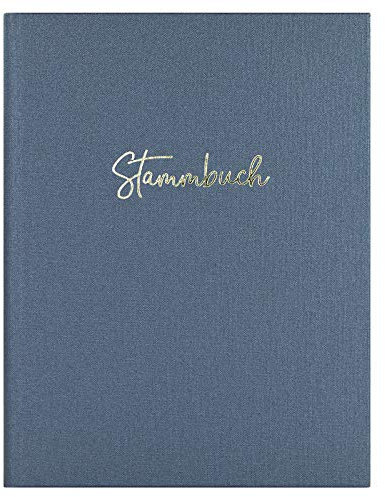 DeinWeddingshop Stammbuch der Familie, Familienstammbuch Hochzeit Standesamt, Leinen mit Prägung - 16x21cm, Blau