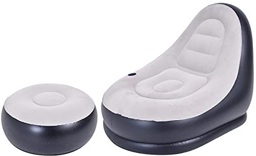 AVENLI Lounge Sessel aufblasbar mit Getränkehalter und Hocker - 125 x 100 x 85 cm - Perfekt als Gaming Stuhl, Zockersessel, Camping Sessel oder Sitzsack für Erwachsene - Komfortables Design