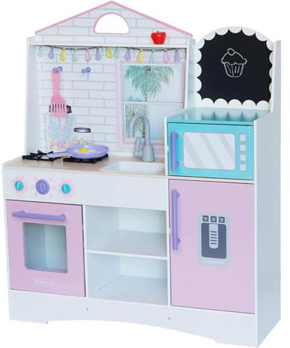 KidKraft Dreamy Delights Kinderküche aus Holz mit Zubehör, Spielküche mit Kochgeschirr und Lebensmittel, Spielzeug für Kinder ab 3 Jahre, 10119