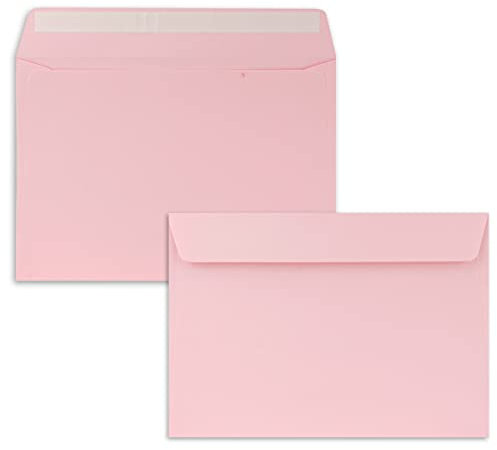 25x Briefumschläge DIN C5 Rosa - 16,2 x 22,9 cm - Haftklebung - Edle Kuverts für große Einladungen und Karten zum Geburtstag oder Hochzeit