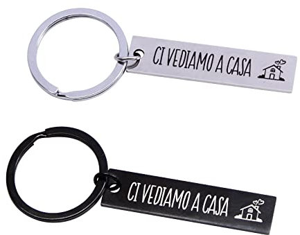 BHGT Portachiavi Coppia Lui e Lei Scritte Ci Vediamo a Casa Biglietto d'auguri Cartolina Sacchetti Velluto Accessori