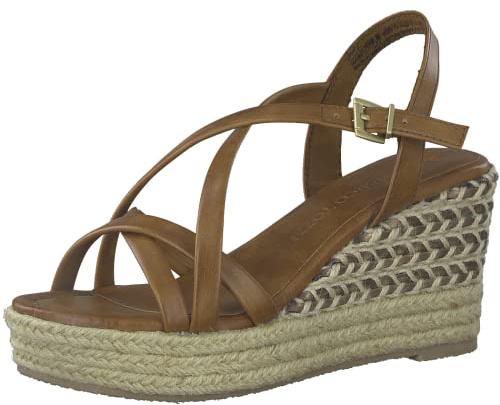 MARCO TOZZI Donna 2-2-28353-20, Sandali con Zeppa, Cognac, 40 EU