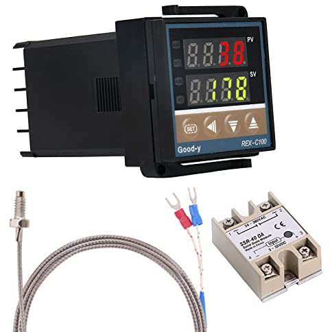 WANGCL Digital PID-styrenhet intelligent termostat med 40A SSR-relä K-typ termoelement för elektrisk energi, kemisk industri, tankar Ugnar - 0-1300 ℃