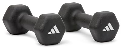 adidas Hexagon-Hantel-Set, 2 kg, Neopren-Beschichtung mit Gusseisenkern, Schwarz