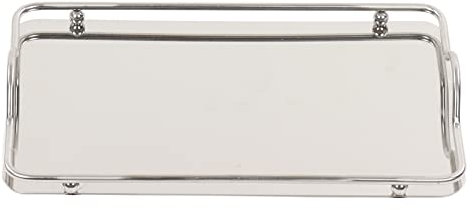 Bandeja de Acero Inoxidable,Bandeja de Servicio, Bandeja Rectangular Grande, Elegante Bandeja Rectangular de Acero Inoxidable con asa, Bandeja Comercial Multifuncional para Tazas de café, Agua, f