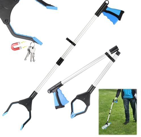 Pinza telescopica Pieghevole,Pinza Raccogli Rifiuti,Bastone Prendi Oggetti,Raccoglitore Immondizia,Raccogli Oggetti da Terra per Anziani,Pinza per Raccogliere Oggetti Terra,Pinza Magnetica Pieghevole