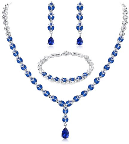Toplstud Silber Schmuckset Damen: Hochzeit Silber Halskette, Ohrringe, Armbänder mit Zirkonia - Hypoallergene Brautschmuckset Geschenke für die Braut